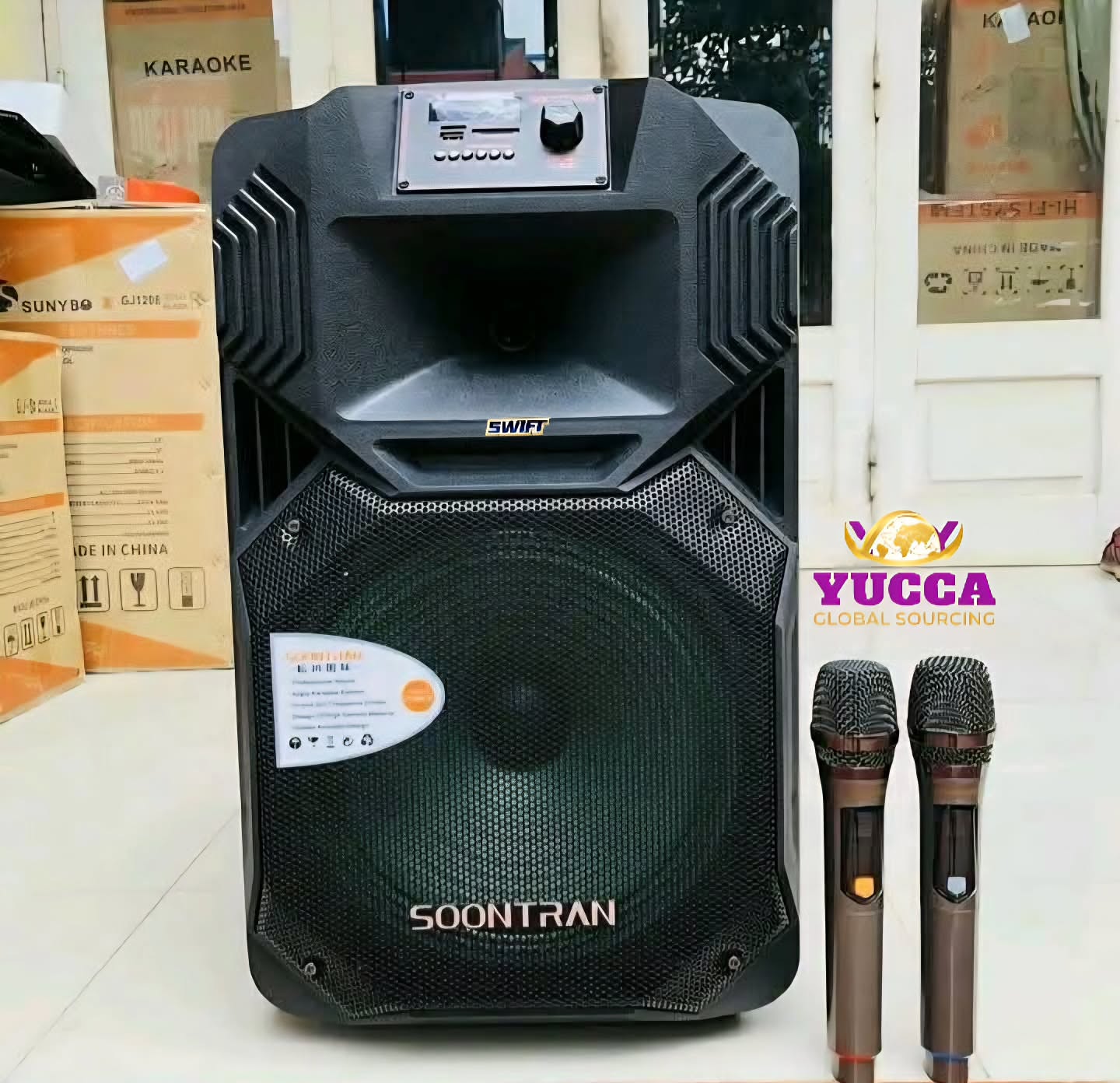 Portable Rechargeable Speaker 15" + 2 Mics, brand new
