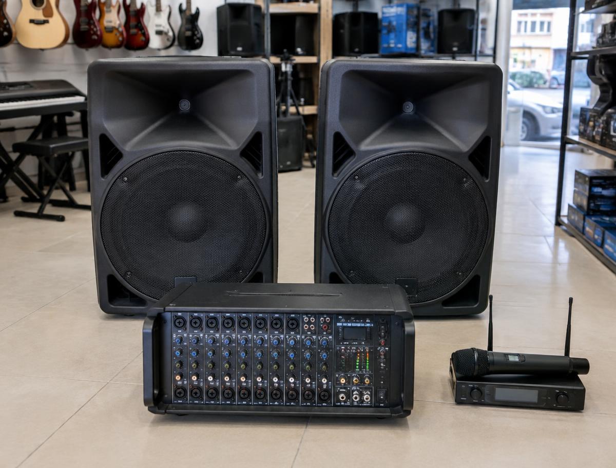 Yamaha Full Public Address System · 15-inch & 8-Channel Mixer
